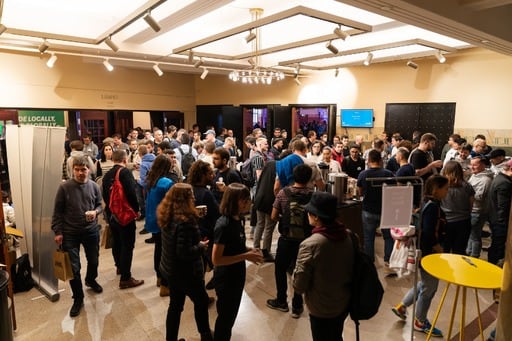 The crowd in the foyer