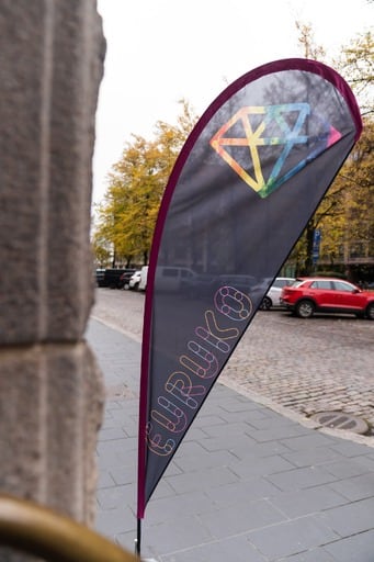 Euruko flag outside Paasitorni