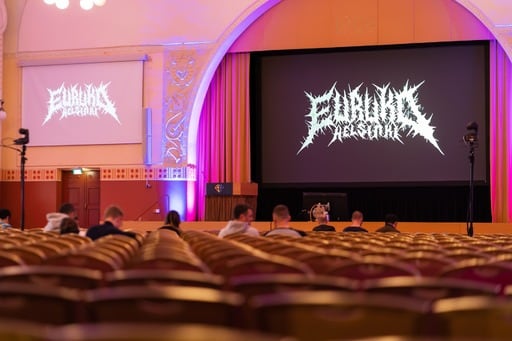 Euruko Helsinki logo on the big screen in Paasitorni