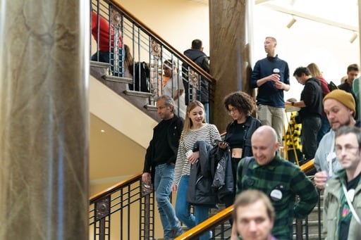 People on the venue stairs